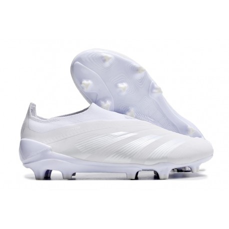 Crampons adidas Predator Elite Laceless FG Blanc Argent Mét