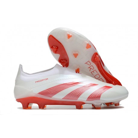 Crampons adidas Predator Elite Laceless FG Blanc Rouge