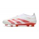 Crampons adidas Predator Elite Laceless FG Blanc Rouge