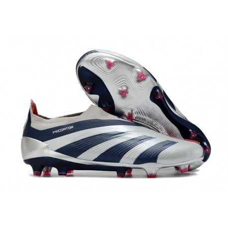 Crampons adidas Predator Elite Laceless FG Argent Noir Rouge