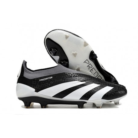 Crampons adidas Predator Elite Laceless FG Noir Blanc