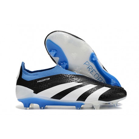 Crampons adidas Predator Elite Laceless FG Noir Blanc Bleu