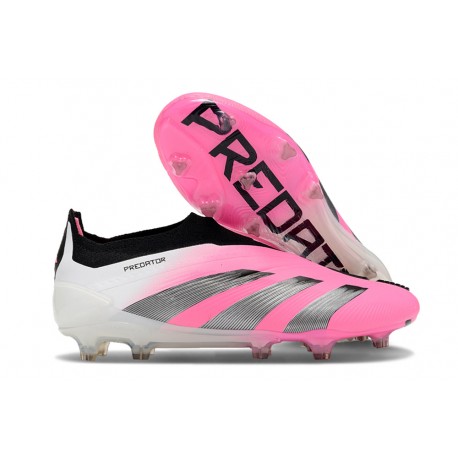 Crampons adidas Predator Elite Laceless FG Rose Blanc Noir