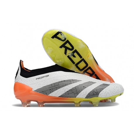 Crampons adidas Predator Elite Laceless FG Blanc Noir Orange