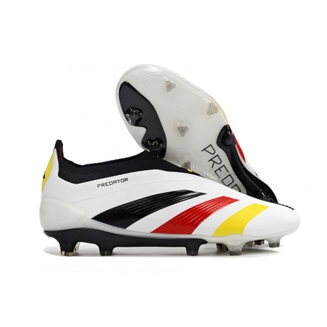 Crampons adidas Predator Elite Laceless FG Blanc Noir Rouge Jaune