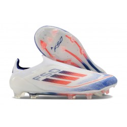 Crampons adidas F50 Elite Laceless FG Advancement - Blanc Bleu Rouge