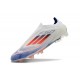 Crampons adidas F50 Elite Laceless FG Advancement - Blanc Bleu Rouge 