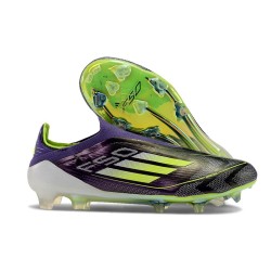 Crampons adidas F50 Elite Laceless FG Fast Reborn - Violet Blanc Lucid Lemon