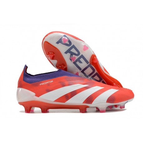 Crampons adidas Predator Elite Laceless FG Rouge Blanc