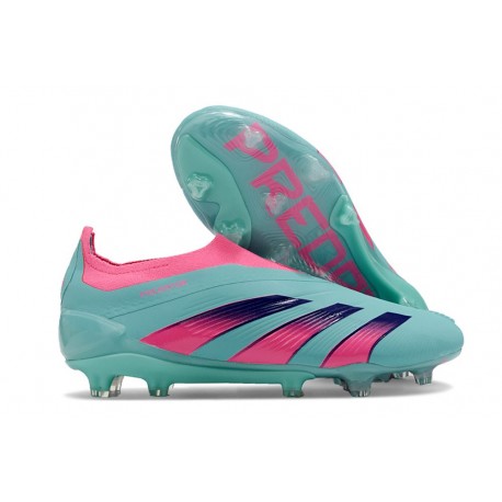 Crampons adidas Predator Elite Laceless FG Bleu Rose