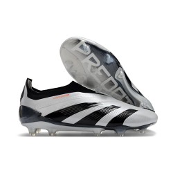 Crampons adidas Predator Elite Laceless FG Argent Noir