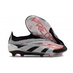 Crampons adidas Predator Elite Laceless FG Noir Argent Rouge