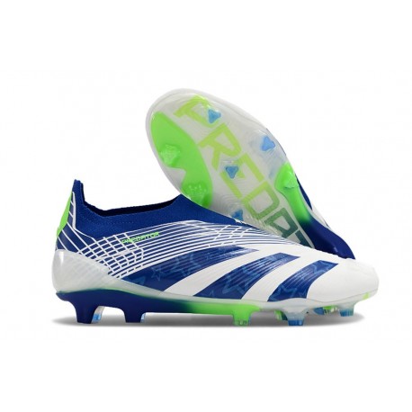 Crampons adidas Predator Elite Laceless FG Bleu Blanc Vert