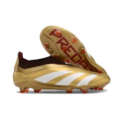 Crampons adidas Predator Elite Laceless FG Or Blanc