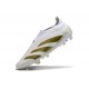 Crampons adidas Predator Elite Laceless FG Blanc Or