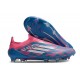 Crampons adidas F50 Elite Laceless FG Bleu Solaire Blanc Ftwr Rose