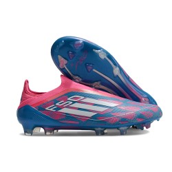 Crampons adidas F50 Elite Laceless FG Bleu Solaire Blanc Ftwr Rose