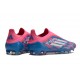 Crampons adidas F50 Elite Laceless FG Bleu Solaire Blanc Ftwr Rose