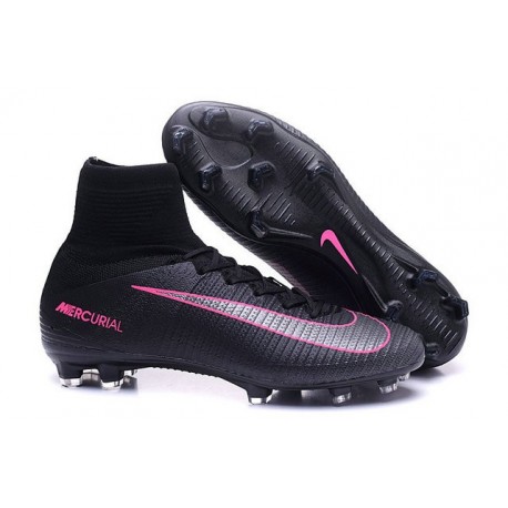 Chaussures de Cristiano Ronaldo Nike Nouvelles 2016 Mercurial Superfly V FG Noir Rose