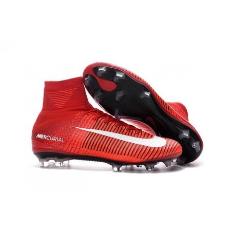 Chaussures de Cristiano Ronaldo Nike Nouvelles 2016 Mercurial Superfly V FG Rouge Blanc