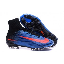 Nike Meilleur Mercurial Superfly V FG Crampon Homme Bleu Noir Orange