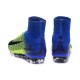 Nike Meilleur Mercurial Superfly V FG Crampon Homme Vert Bleu Noir