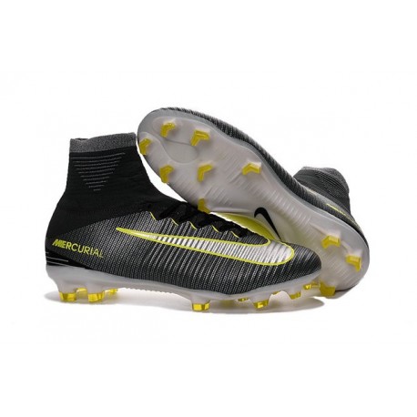 Chaussure de Foot Nouvel Nike Mercurial Superfly 5 FG ACC Noir Jaune Blanc