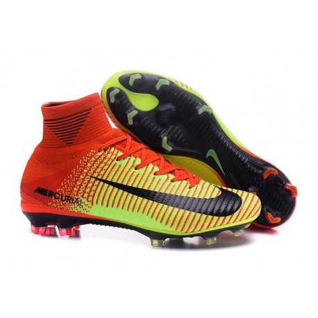 Chaussure de Foot Nouvel Nike Mercurial Superfly 5 FG ACC Rouge Vert Noir