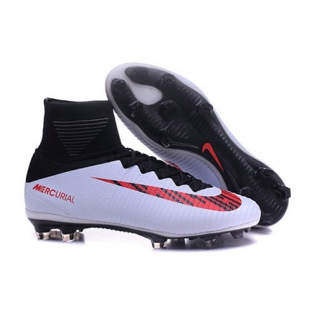 Chaussure de Foot Nouvel Nike Mercurial Superfly 5 FG ACC Blanc Rouge