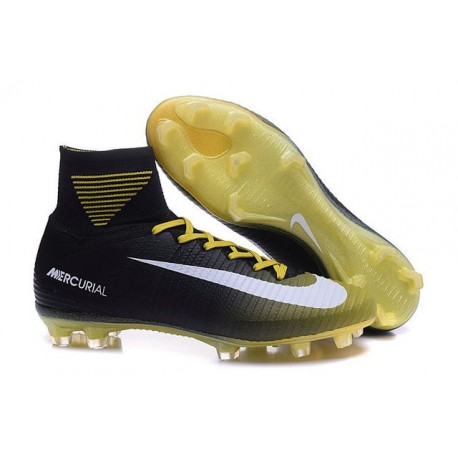 Nike Mercurial Superfly V FG ACC Neuf Crampons Football Noir Jaune Blanc