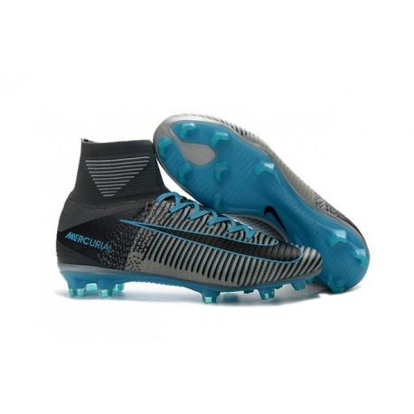 Nike Mercurial Superfly V FG ACC Neuf Crampons Football Gris Bleu Noir